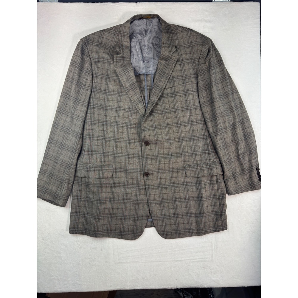 Robert Talbott Wool Cashmere Plaid Sport Coat Blazer Brown 52XT Canada